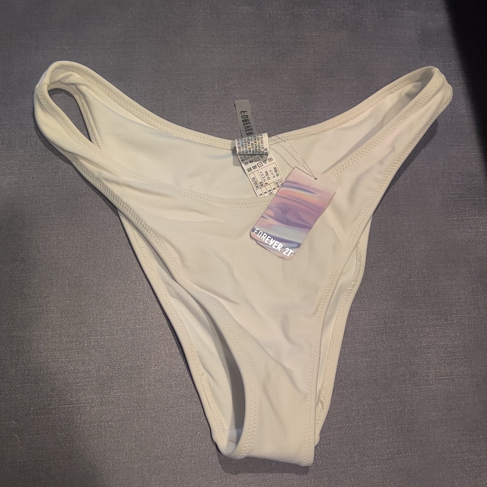 White High Leg Bikini Bottoms Brazilian Style High Leg Bottoms